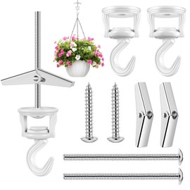 Hotop 2 Pcs Ceiling Hooks for Hanging Plants Swag Plant Hooks Heavy Duty Metal Hangers Indoor Outdoor for Hanging Plants Birdfeeders Lamps Lights Wind Chimes Baskets Wall Decoration (White)