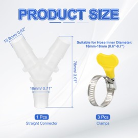 PATIKIL Drain Hose Connector 3-Way Washing Machine Drain Hose Adapter Plastic Hose Extension Adapter with 3Pcs Clamps for 0.6-0.7 Inch Air Conditioner Dishwasher Water Pipe