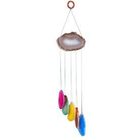 mookaitedecor Colorful Agate Slices Wind Chimes for Home Garden Decoration 18-22 Inches