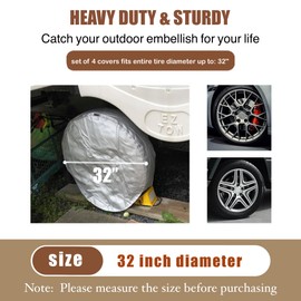 Tire Covers 4 Pack - Tough Tire Wheel Protector for Truck, SUV, Trailer, Camper, RV - Universal Fits Tire Diameters 32 inche,Black