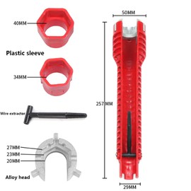 TopHomer 8 in 1 Plumbing Tools, Multifunctional Faucet and Sink Installer Tool, Single Head Water Pipe Spanner, 10.12inch x 1.97inch x 1.14inch, Red