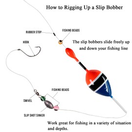 Slip Bobbers for Fishing Saltwater Freshwater 1/6oz 1.6"x4.8" Slip Fishing Bobbers Drift Floats for Crappie Panfish Bass Trout 5Pcs/Set