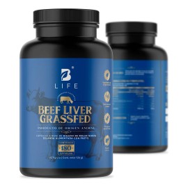B-Life Hígado Vacuno de Res | 1400 mg | 180 Cápsulas | Nutrición Orgánica Completa