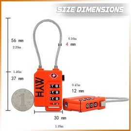 MYH Luggage Padlocks (2X Orange, Combination Lock)