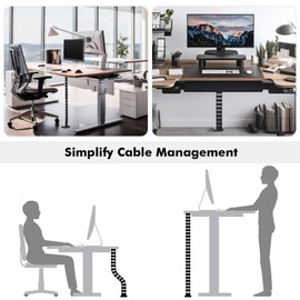 Yaomiao 2 Pack Standing Desk Cable Management Kit 48 Inch Adjustable Quad Entry Flexible Cord Organizer with Cable Ties, Stick-on Cable Clips Cable Management Set for Home Users Office Workers