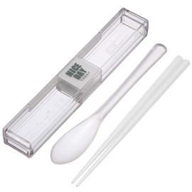 Iwasaki Industrial Spoon and Chopsticks Set, 7.1 inches (18 cm), White, Comes in a Very Strong Case
