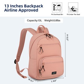 HanTrip Carry On Travel Backpack For Men Women, 13 Inch Small Mini Work Bag Personal Item Backpacks, Camping Back Pack Lightweight Hiking Daypack For Office Nurse Commuter (Pink)