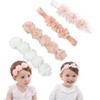VEGCOO 4 x Baby Girls / Kids Grosgrain Ribbon Flower Headbands Hair Accessory Suitable for Little Girls for Party/Photos and Weddings (4 Pieces)