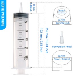 SHAOTONG 250ml Syringe with 2Pcs 40 Inch Tube and Tip Adapter, for Feeding Pets, Liquid Refilling, Drawing Oil Fluid