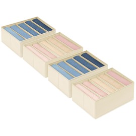 DIMJ Wardrobe Clothes Organizer, Foldable Drawer Organizers for Clothing, Fabric Clothes Organizer, Closet Organizers and Storage boxes for Jeans, TShirt, Sweaters, Pants, Underwear, Legging, Beige