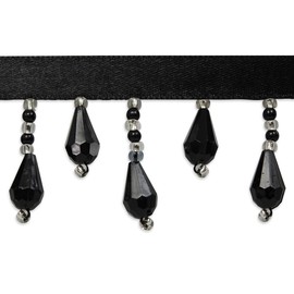 Trims By The Yard Joanne Beaded Teardrop Fringe Trim, Decorative Fringe for Fashion, Costume, or Home Decor, Washable Fringes, 5-Yard Cut, Gold