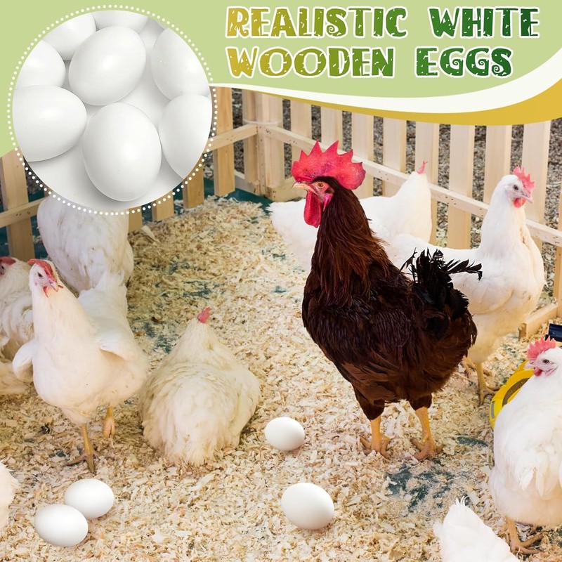 12 Pieces Wooden Fake Eggs, White Wooden Easter Egg Wood