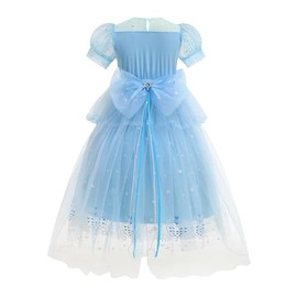 AntDesign Princess Dresses for Girls with Crown Wand Bow Trailing Drag Princess Costumes for Party Cosplay