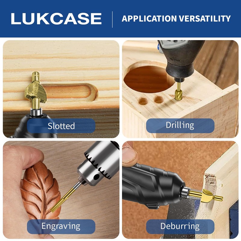 Wood Carving Bits Titanium Coated Engraving Router Bit, 20pcs HSS
