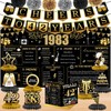 42nd Birthday Decorations for Women Men, 18PCS Black Gold Back