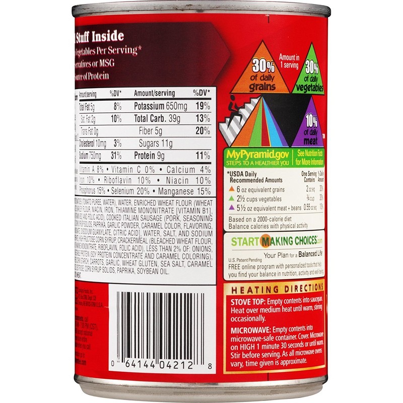 Chef Boyardee, Big Overstuffed Italian Sausage Ravioli, 15oz Can (Pack