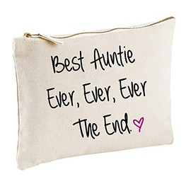 Beste Auntie EVER EVER EVER THE END Natur Schminktasche Geschenk Idee Kosmetikbeutel Hygieneartikel