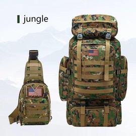 Prepper Bags, 80L Big Forest Bugout Bags, 600D Oxford Fabric Go Bag, SpringTok Waterproof and Breathable Travel Backpack, Spend night Biggie Handbag, Rugged and Durable Men's Camouflage Backpack Hiking Camping Hunting Fishing:_green