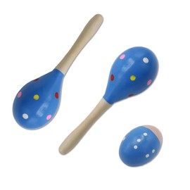 Soundspire 2-Pack Blue Wooden Maracas, Hand Percussion Shakers for Adults (Rumba Rhythm Party Instruments)