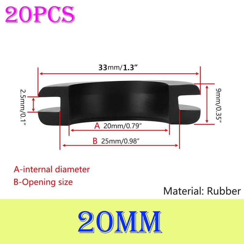 Ctyjia Pack of 20 rubber plugs, bore diameter 20 mm,