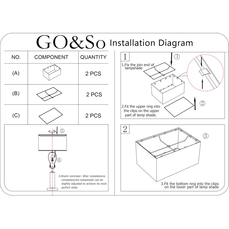 GOSO Rectangle Lamp Shades Set of 2 Large,8× 16“×10 IN