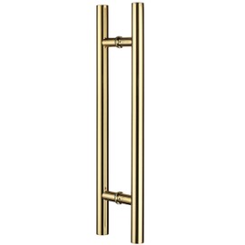 TOGU TG-6012 18 inches Solid Standoffs Heavy-Duty Commercial Grade-304 Stainless Steel Push Pull Door Handle/Barn Door Pull Handle/Glass Pulls, PVD Gold Finish