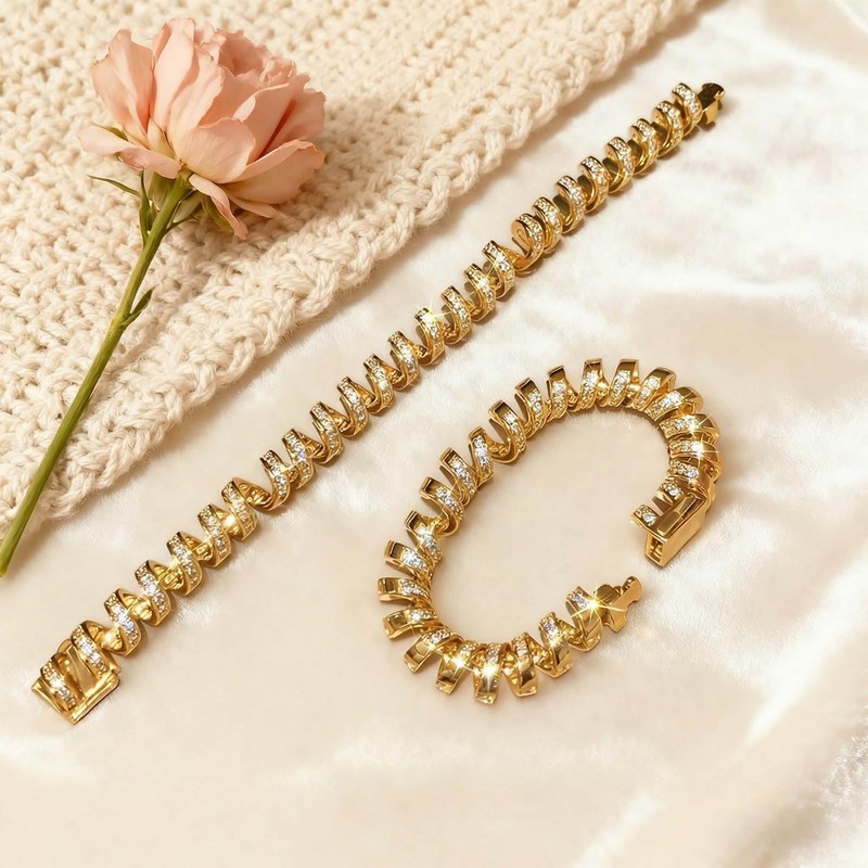 SERYNOW 18K Gold Plated Twisted Chain Bracelet for Women, Twist