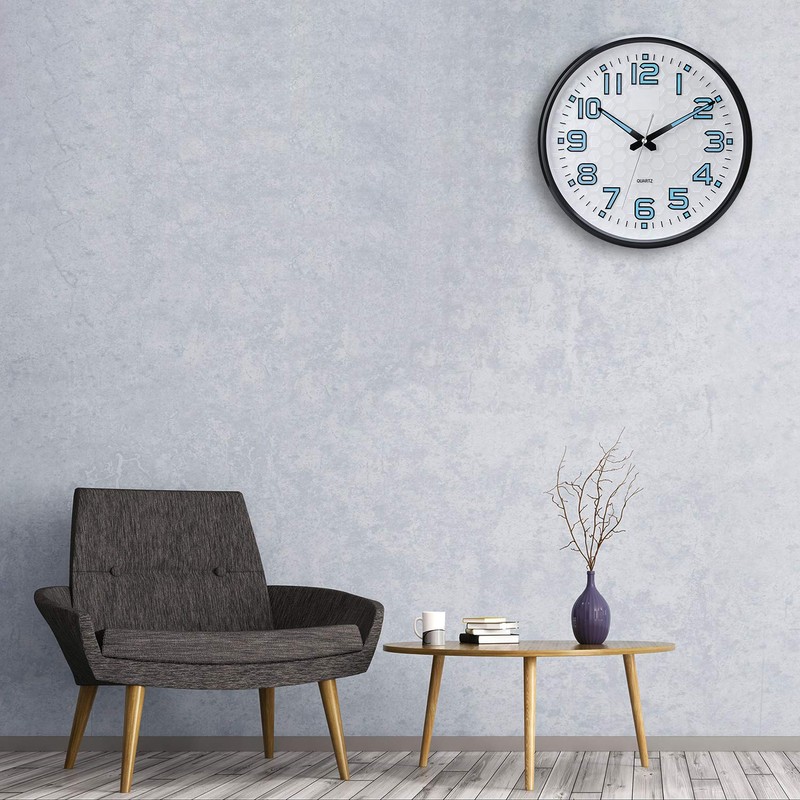 Plumeet Night Light 13'' Bedroom Wall Clocks with Silent Non-Ticking