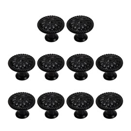 volumoon Furniture Knobs, Vintage Kitchen Handles, Single Hole Handle with Screws, Black Matt Handles, Antique Kitchen Cabinet Handles, Door Knobs for Dresser, 30mm, Round Furniture Door Knobs, Black,