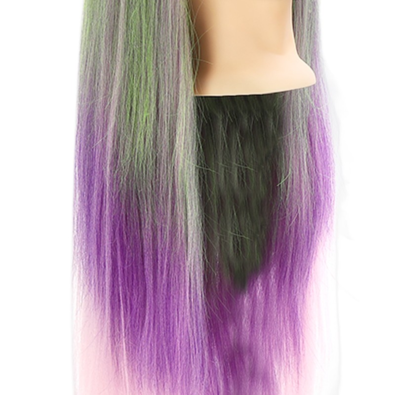 Green Purple Gradient Wig Hair Mannequin Head Hairdressing Styling Training