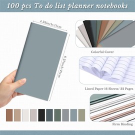 Qilery 100 Pcs 2025-2026 Daily Weekly Planner Bulk Employee Appreciation Gifts Small Pocket Journal to Do List Goals Notepad for Academic Year Teacher Students Team (Neutral Color)