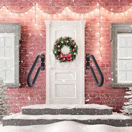 Hand Rails for Outdoor Steps, Exterior 1-3 Steps Handrails, Wrought Iron Heavy-Duty Stair Railing, U-Shaped Rail for Garage, Porch, Deck, and Garden (Upgrade)