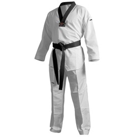 AAMA Taekwondo Fighter II Ultralight 100% Polyester Uniform - Black V-Neck - 170 (4)