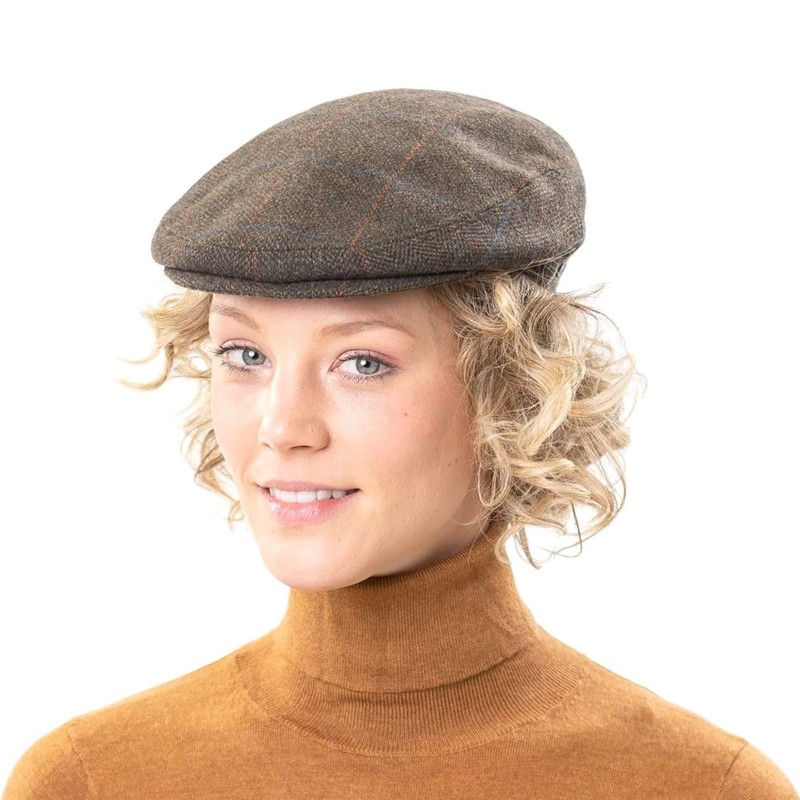 Lipodo Flat Cap with Checked Pattern Men's - Lined Flat