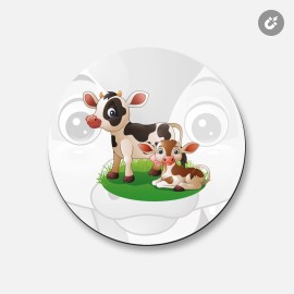 Unbranded Cow With Newborn Calf Animal | 4'' X 4'' Round Decorative Magnet
