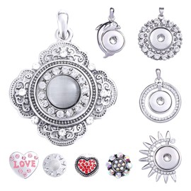 Naler 5pcs Snap Jewelry Charms Buttons with 5pcs Snap Jewelry Necklaces Stylish Mix and Match Pendant for Everyday Fashion Gift for Wife or Girlfriend