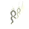 New Two-sided Textured SNAKE Serpent Silver-tone Drop Dangle Earrings 2-1/8"Long