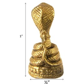 Brass Lucky King Cobra Amulet - Mini Thai Magic Snake Amulets for Feng Shui Business Prosperity Wealth Powerful Luck Money Pocket Charm - Miniature Figurine from Thailand - 1 Inch