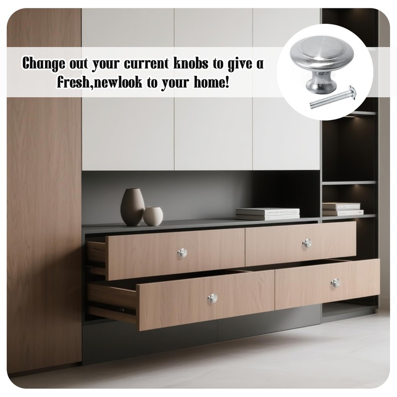Bansusu 12Set Silver Drawer Knobs Quick Installation Excellent Material Silver