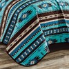 Linen Mart Southwestern Turquoise Tan Aztec Coverlet - 5 Piece