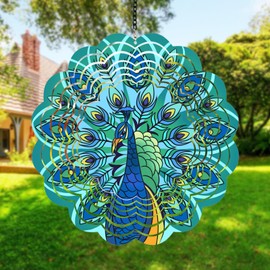 Peacock Metal Wind Spinners - Gifts for Women Mum Grandma Wife Hanging Wind Spinner for Outdoor & Indoor Decorations, 30 cm Wind Spinner for Christmas Ornament Gifts