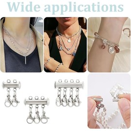 4 Pieces Magnetic Layering Necklace Clasps - Multi-Strand Connector and Separator Clasps, Slide Tube Clasps for Easy Layering Jewelry Design