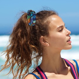 Spiral Lock Hair Tie (68 cm Long) with 2 Hair Clips and Fabric Bag, Dreadlock Accessories, Dreadlock Hair Scrunchie, Ponytail Holder, Colourful Bendable Hair Ties, Long Dreads, Thick Curly Hair Holder