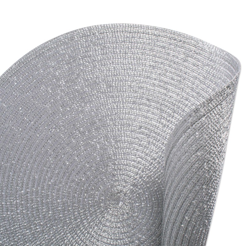 DII Woven Placemats Collection Metallic Round Placemat Set, 15", Silver,
