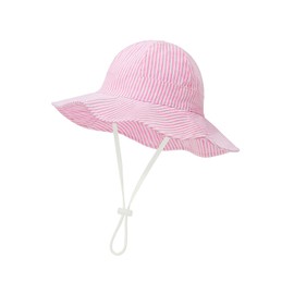 Century Star Children's Sun Hat UV Protection Sun Hat Baby Wide Brim Sun Hat with Chin Strap Adjustable Summer, Pink Stripe, 1 - 2 years