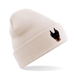 Bang Tidy Clothing Doberman Beanie Hat - Dog Lovers Gifts for Women Men - Knitted Winter Hats - Embroidered - Acrylic - Sand