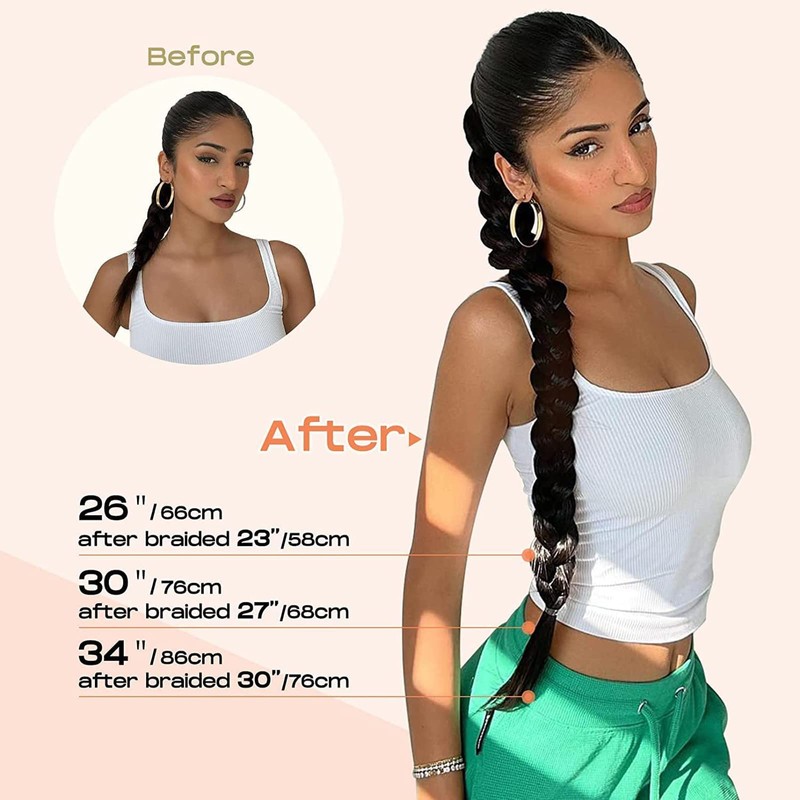 Braid Extensions Ponytail Extension with Scrunchie, Natural Synthetic Hair Braids