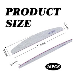 Pack of 16 Nail Files Gel Nails, Professional Nail File, File 100/180, Files Nail File, Double-Sided, Disposable, Washable, Natural Nails, Reusable, for Tools, Nails, Nail Studios, DIY Nail Art at