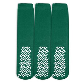 Personal Touch Top of the Line Hospital Non Skid Slipper Socks, Ladies or Men's Colors, 3 Pairs (Green, XX-Large Mid-Calf)