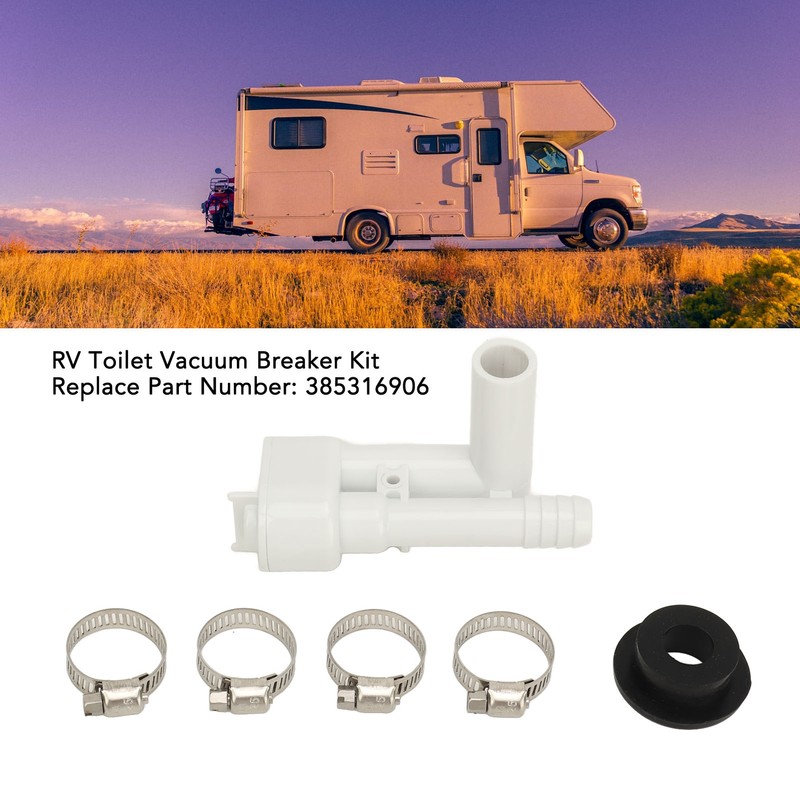 RV Toilet Vacuum Breaker Kit 385316906 Stainless Steel Clamp Sealed